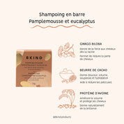 diagramme de shampoing en barre bkind cheveux normaux et gras pamplemousse et eucalyptus 55g