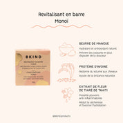 ingrédients revitalisant en barre monoï par Bkind