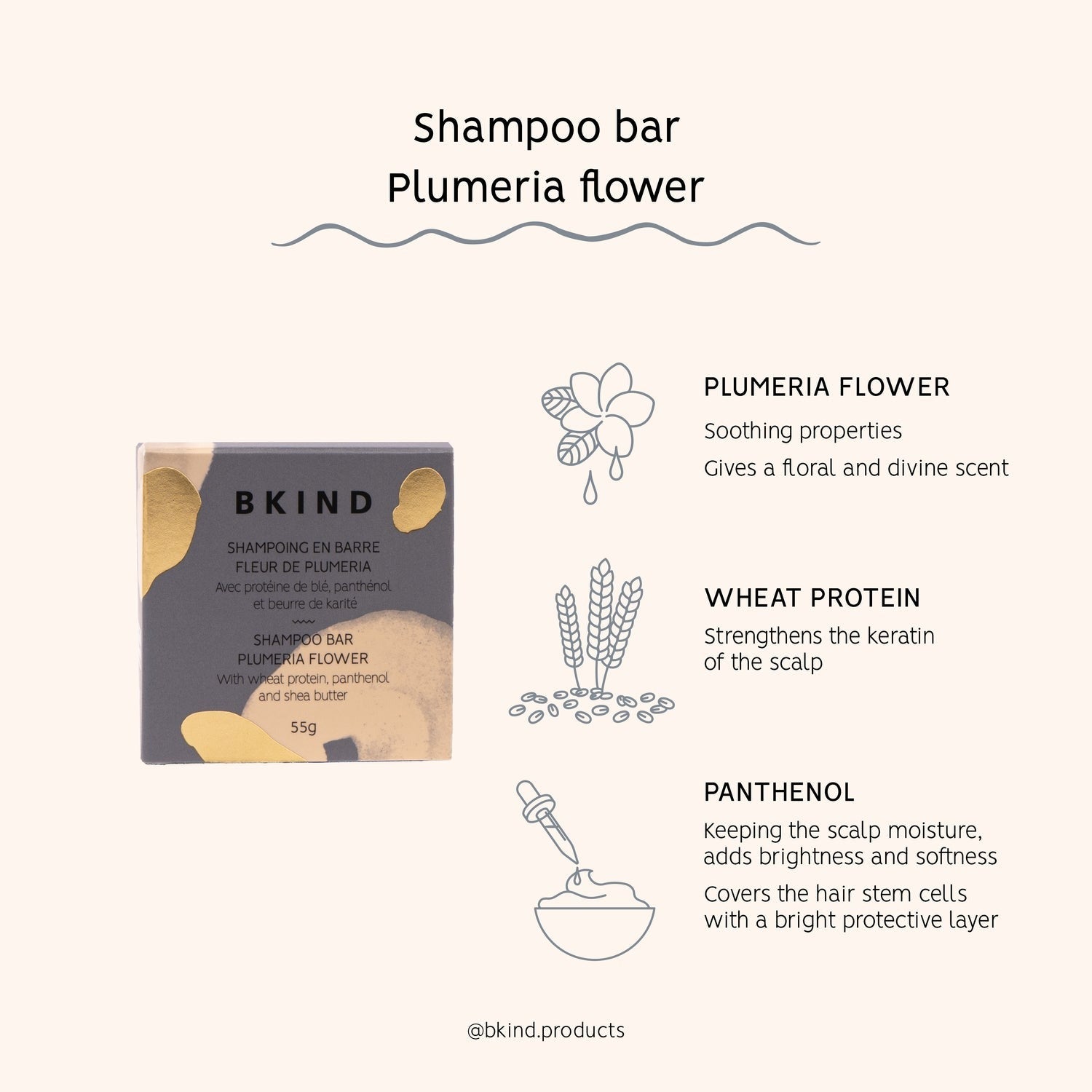 bkind shampoo bar plumeria flower